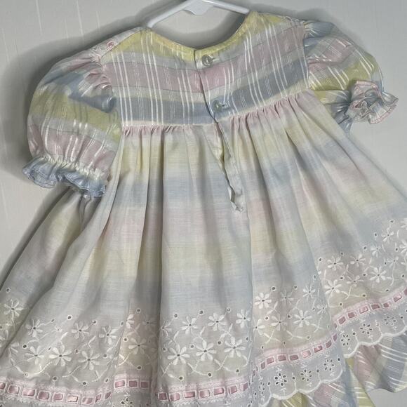 Vintage Peaches' N Cream Plaid Pastels Apron Style Dress Made in USA Size 3T - Picture 10 of 10